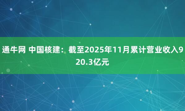 通牛网 中国核建：截至2025年11月累计营业收入920.3亿元
