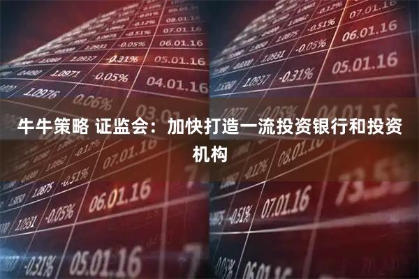 牛牛策略 证监会：加快打造一流投资银行和投资机构
